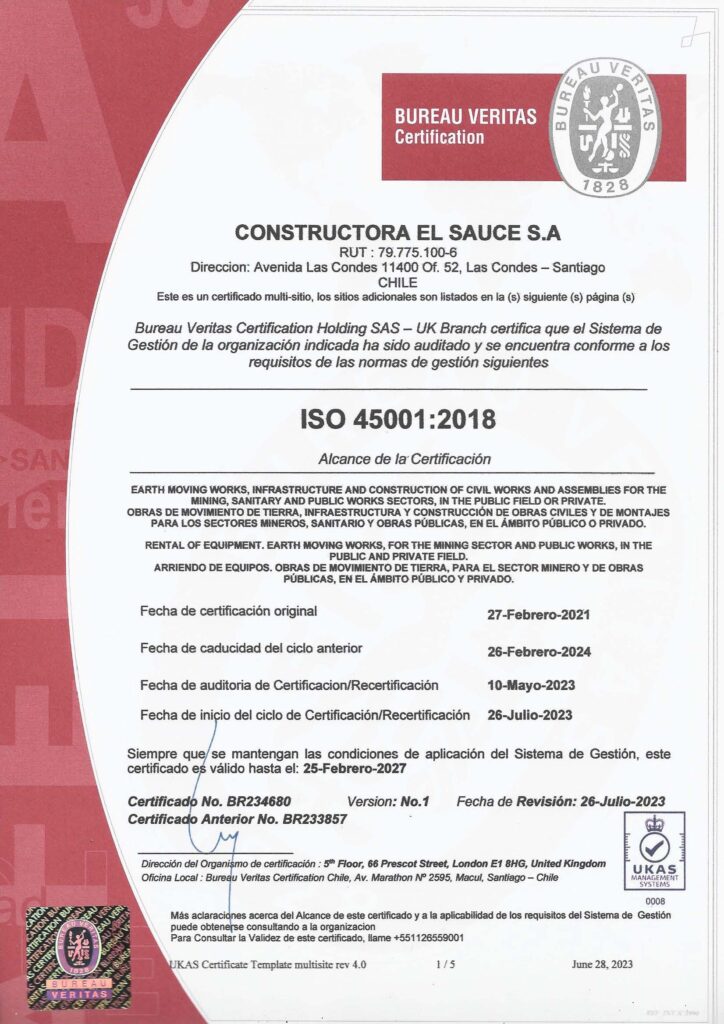 El Sauce ISO 45001